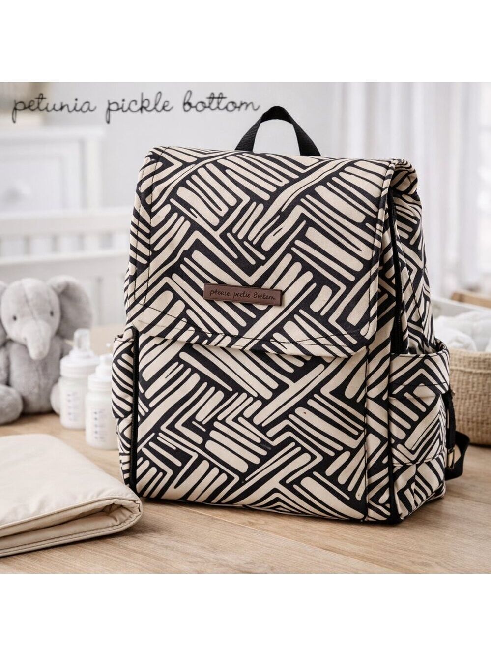 Petunia Pickle Bottom Diaper Bag Backpack | Geometric Print | With Changing Pad